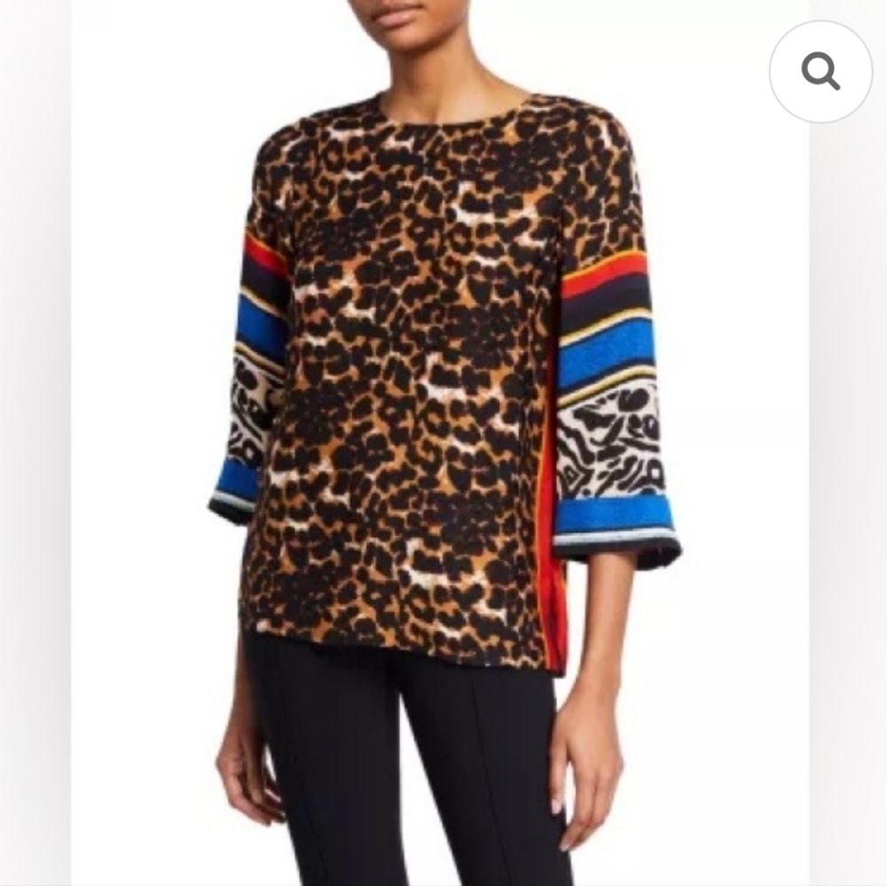 Kobi Halperin Harper Mixed Print 3/4-Sleeve Blouse Small
